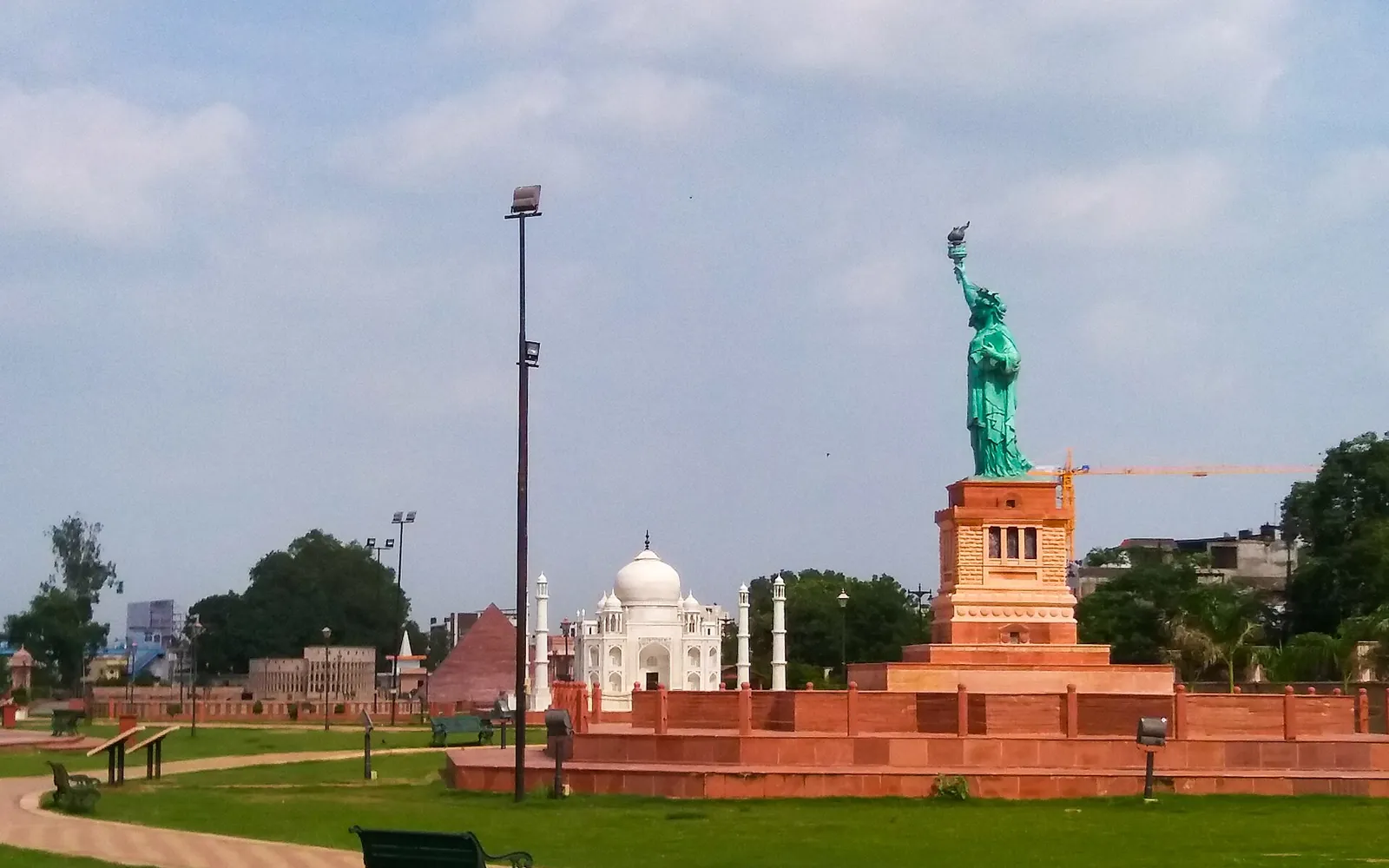 Replica world monuments at Seven Wonders Park beside Kishore Sagar lake in Kota